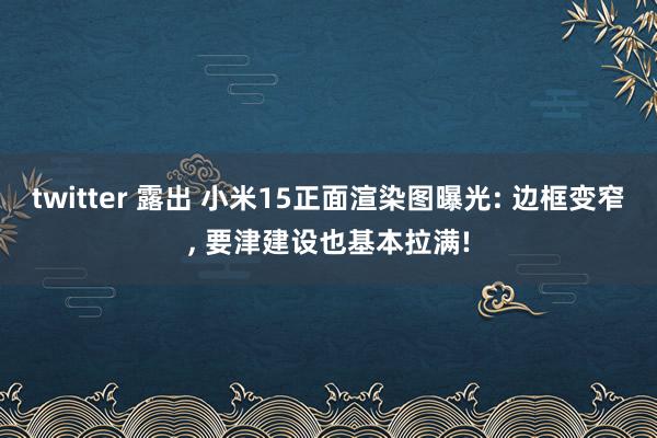twitter 露出 小米15正面渲染图曝光: 边框变窄， 要津建设也基本拉满!