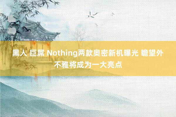 黑人 巨屌 Nothing两款奥密新机曝光 瞻望外不雅将成为一大亮点