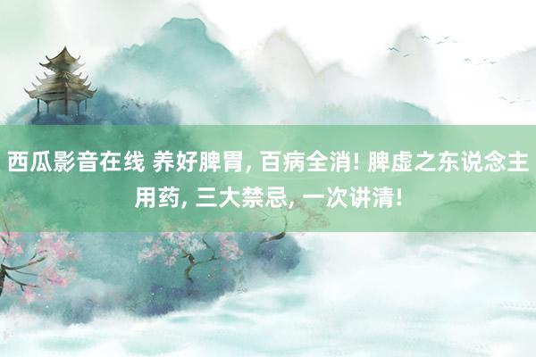 西瓜影音在线 养好脾胃， 百病全消! 脾虚之东说念主用药， 三大禁忌， 一次讲清!